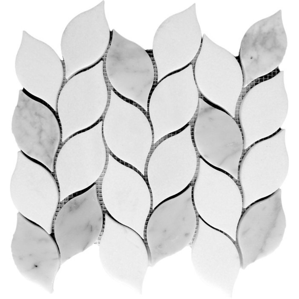 Belluno Designs AVA-1001 Ava 1.8" x 2.5" Thassos Leaf Polished Mosaic Wall & Floor Tile